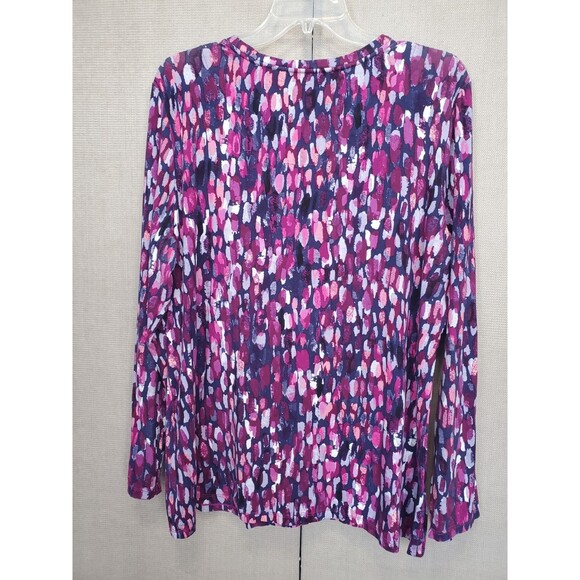 Chico's Purple Abstract Print Jersey Knit Scoop Neck Long Sleeve Top Size 3 (XL) - Picture 4 of 6